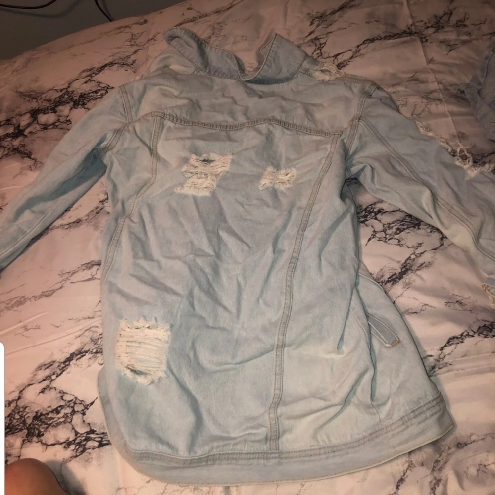 Mid length denim jacket